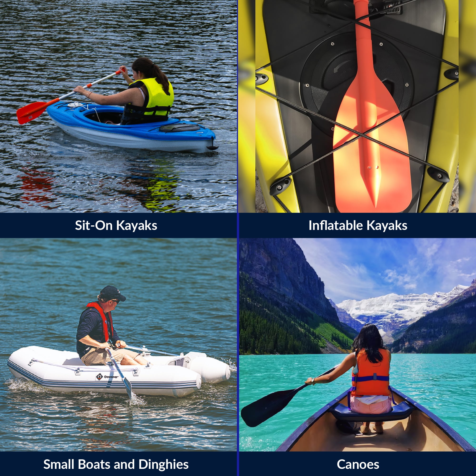 Five Oceans Boat Paddle, Emergency Paddle - 2-Pack Telescoping Paddle, Boat Paddles, Floating Orange Paddle, Extends from 21" to 42", Easy Storage Compact Design, Strong Aluminum Shaft - FO2898-M2