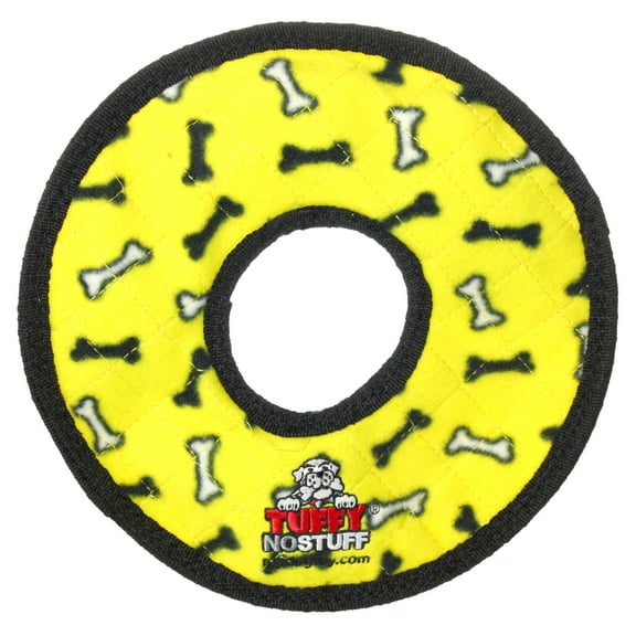 Tuffy No Stuff Ultimate Ring Yellow Bone Durable Squeaky Dog Toy