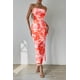 thumbnail image 4 of Vestido PRETTYGARDEN Strapless Maxi Floral Ajustado Naranja XL, 4 of 6