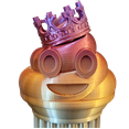 thumbnail image 3 of King Poop Emoji Trophy - Fun Award & Gift - Handmade w/Additive Manufacturing - 6" inches Tall - Featuring a Solid Poop Emoji with a Crown, Secured on a Column Pillar - Funny Trophy (Rainbow), 3 of 6