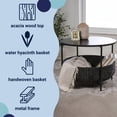 thumbnail image 3 of happimess SAT2000B Carly 24.21" Modern Coastal Round Acacia Wood/Water Hyacinth Coffee Table with Storage Basket, Black, 3 of 6