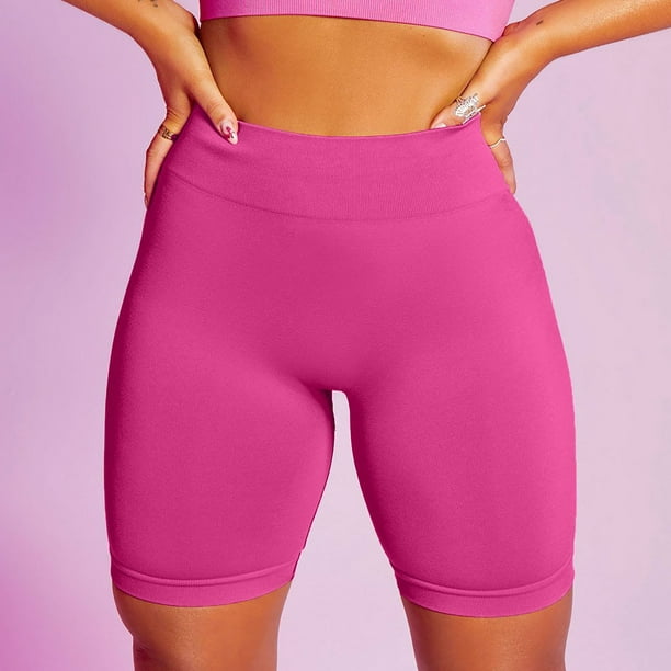 Summer Savings Clearance 2023! WJSXC Women's Solid Color Leggings Sports  Tight Stretchy Comfortable Yoga Shorts Yoga Pants Hot Pink M 