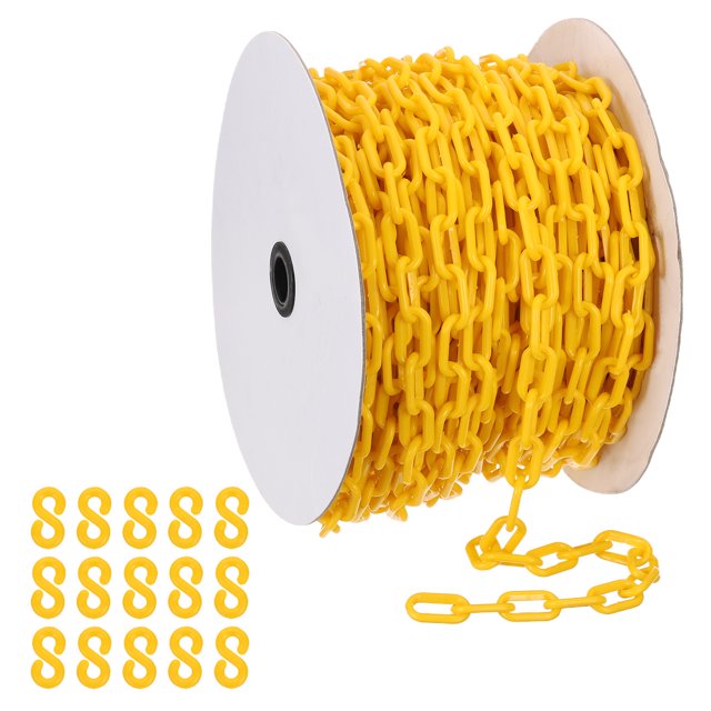 Uxcell Yellow Plastic Chain, 131 ft 6mm Safety Barrier Chain for Crowd Control