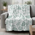 thumbnail image 2 of Turquoise Farmhouse Blanket Soft Cozy Warm Throw Blanket for Couch, Plush Fuzzy Flannel Fleece Blankets for Sofa, Retro Botanical Plant Fruit Leaf Bed Blankets Lightweight Gifts for Women, 40"x50", 2 of 9