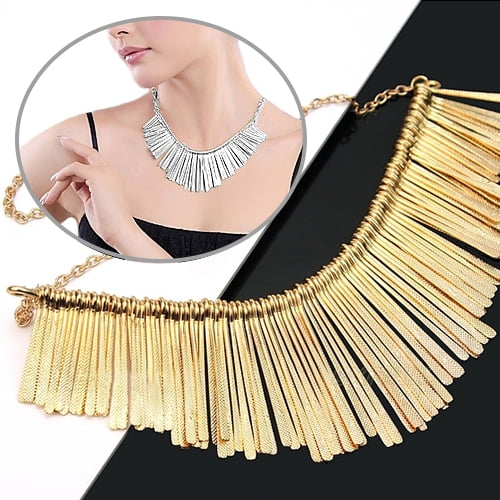 tasrioml Women's Statement Tassels Choker Bib Adjustable Chain Collar Necklace Jewelry