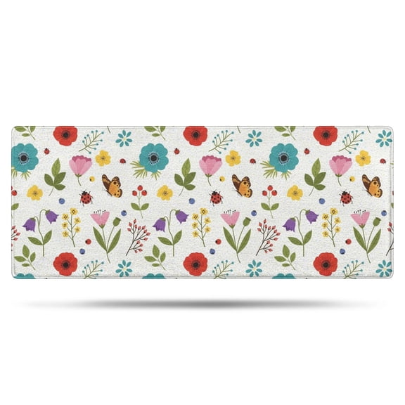 Pioneer Flower Floral Print Pattern Bathroom Rugs Mat, Non Slip Microfiber Bathroom Rug with Rubber Backing, Soft Mats for Bathroom Floor Tub Shower, 24"x60"