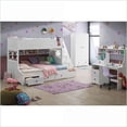 thumbnail image 3 of Desks, White 2-Drawer Writing Desk with Open Compartment | Wood Sled Base, Rubberwood/Veneer Oak, 3 of 5
