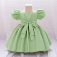 thumbnail image 2 of CAIXIA Junior Bridesmaid Dresses For WeddingElegant Satin Bow Dress For Baby Girls Christening Birthday Party Gown,Light Green,6-12 Months, 2 of 4