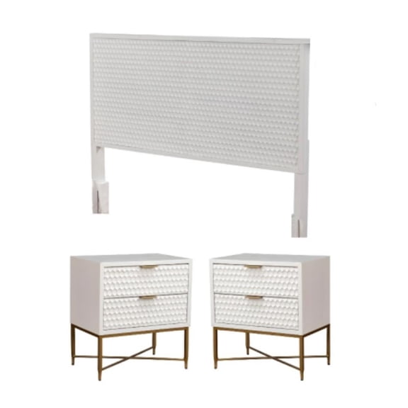 Home Square 3 Piece Set with 2-Drawer Nightstand & Standard King Wood Headboard
