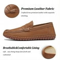thumbnail image 2 of Men's Casual Leather Penny Loafers Lightweight Comfortable Fashion Slip-on Moccasins for Walking Business Driving Shoes Brown 11.5 US, 2 of 7