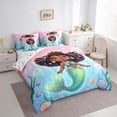 thumbnail image 2 of Feelyou Kawaii Fairy Sea Mermaid Bedding Comforter Set for Kids, Dreamy Marine Jellyfish Queen Bedding Sets, Pink Blue, Colorful Star Reversible, 7-Piece, 2 of 7