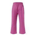 thumbnail image 5 of Prolriy Capri Pants for Women, Women High Waisted Wide Leg Pants Fashion Drawstring Elastic Trousers Comfy Straight Leg Long Pants with Pockets Women's Pants Hot Pink L, 5 of 5