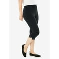 thumbnail image 3 of Woman Within Plus Size Petite Stretch-Cotton Knit Pull-On Capri Leggings, 3 of 5