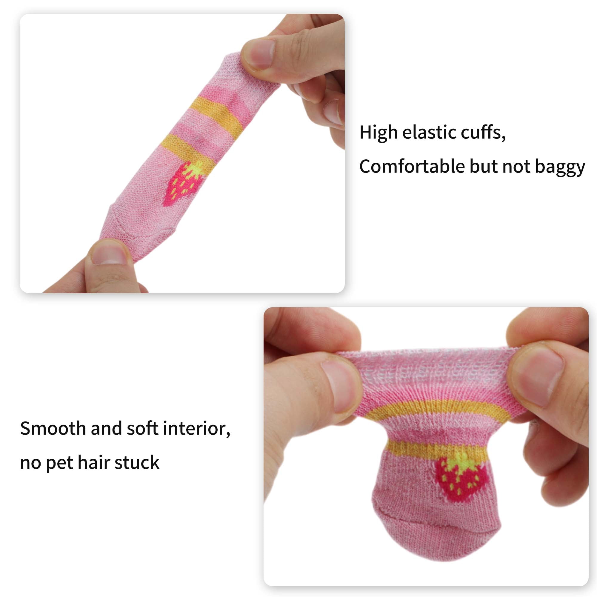 Unique Bargains Dog Socks Non-Slip Socks for Dogs and Cats Pink M