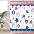 thumbnail image 2 of 4th of July Independence Day Shower Curtain Set, 4th of July American Flag Patriotic Star Fabric Bathroom Shower Curtain Family Holiday Decor Bathtub Curtain with 12PCS Hook, 2 of 4