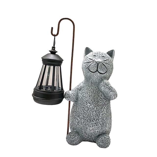 Estatua de luz Solar de gato, lámpara de Animal, gato con luces solares, escultura encantadora, figura de gato para césped, regalos de inauguración de