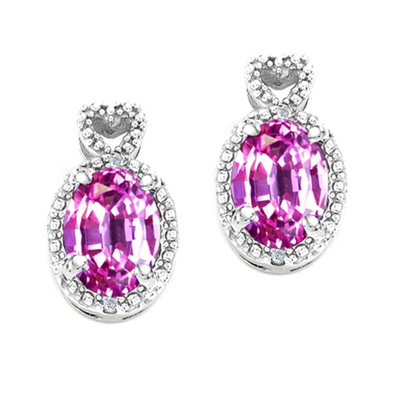 Tommaso Design� Oval 7x5mm Created Pink Sapphire Earrings