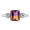 Black Vermeil, variant on 925 Sterling Silver Natural Ametrine Ring for Women Bi-Color Octagon Shape Gemstone Emerald Cut Ametrine Jewelry Ring Gift for Her Silver 8.5