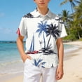 thumbnail image 2 of Ulanda Boys Hawaiian Shirt Short Sleeve Button Down Shirt Casual Floral Tropical Beach Shirts 6-14 Years (White, 9-10 Years), 2 of 7