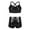 Black, variant on Kids Girls Sparkly Sequins Sports Dance Outfit Crop Tops Matching Booty Shorts 2 Piece Tracksuits Dancewear Black 8-10