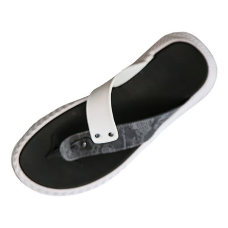 Cathalem Men Slippers Beach Mens Flip Flops Arch Support Comfortable Waterproof Open Toe Summer Beach Leather Thong Sandals Cushion Slip on Slippers(Gray 44)