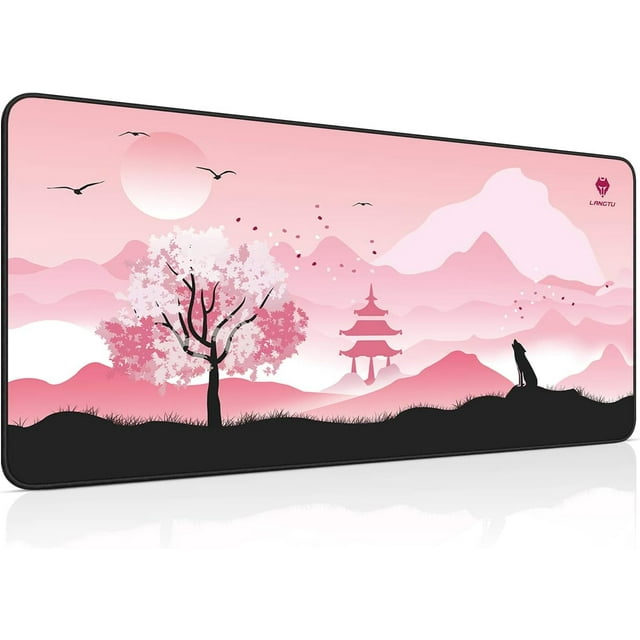 Extended Gaming Mouse Pad, Large XXL Mouse Mat with Stitched Edge, Pink Desk Mat for Computer Keyboard, Laptop & PC, Non-Slip Natural Rubber Base…