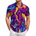 thumbnail image 2 of Dresfit Polo Shirt Mens Short Sleeve Button Down Hawaiian Shirts Spring Summer Graphic Tropical Mokaloha Shirt Big and Tall Floral Oversized Beach Aloha Shirt Purple XL, 2 of 8