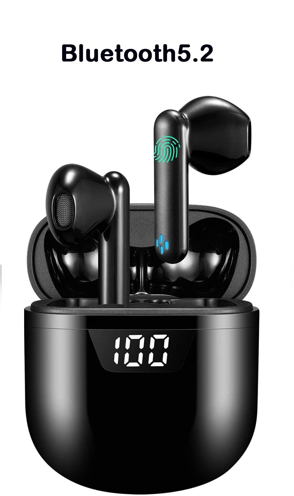 Bluetooth 5.0 Wireless Headphone Pop-ups Auto Pairing Smart Touch Control Earphones Noise Canceling 3D Stereo Waterproof Sports Headset compatible with Apple Airpods Android/Iphone