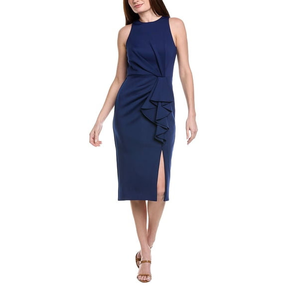 Adrianna Papell womens Draped Stretch Sheath Dress, 8, Blue