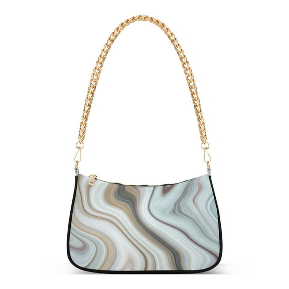 Brown Marble Womens Chain Shoulder Bag Tote Handbag Clutch Hobo Purse with Zipper for Travel Casual