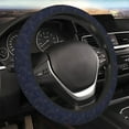 thumbnail image 4 of Uemuo Copper-Gold Gloss Outline Navy Dark Blue Printed Car Elastic Steering Wheel Cover - Universal Car Accessory for Diverse Cars Anti-Slip, and Comfortable- 15", 4 of 8