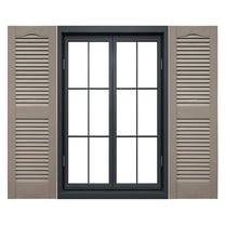 Ekena Millwork 14 1/2"W x 31"H Mid-America Vinyl, Standard Size Cathedral Top Center Mullion, Open Louver Shutter, w/Installation Shutter-Lok's & Matching Screws (Per Pair), 008 - Clay