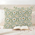 thumbnail image 3 of White Daisy Outdoor Waterproof Pillow Covers, Sage Green Botanical Flowers Floral Country Decorative Square Throw Pillowcase Sofa Cushion Sham for Patio/Couch/Chair, 26"x26" 2 Pack, 3 of 8