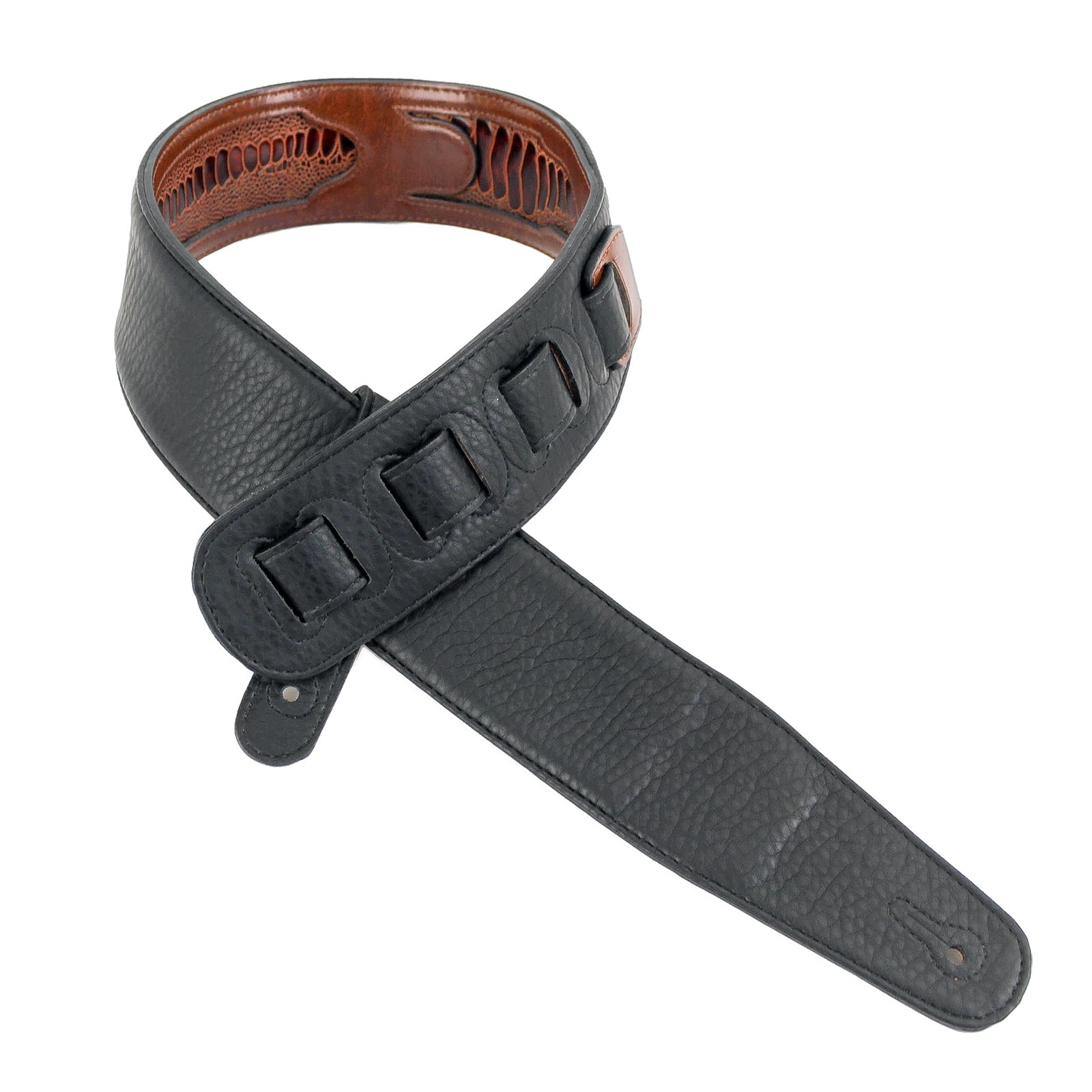 Walker & Williams GC-19 Mahogany Brown Leather Crocodile Padded Guitar Strap