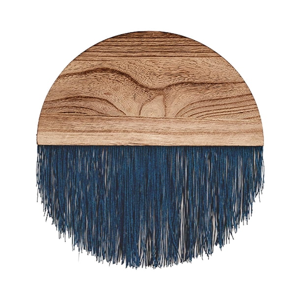 Tapiz de pared de macramé con borlas, acentos, flecos, arte geométrico, chic, bohemio Azul oscuro