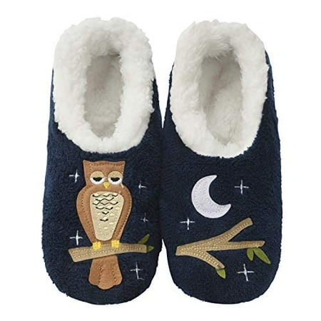 

Snoozies Pairable Slipper Socks House Slippers for Women Fuzzy Slipper Socks with Unique Designs Non Slip Socks - Up Owl Night - X-Large