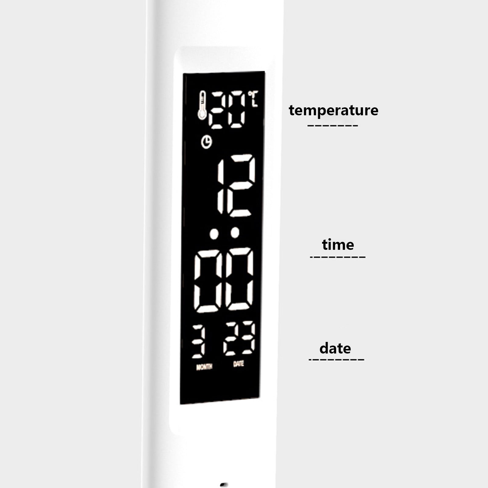 PRINxy New LED Electronic Clock Desk Lamp Foldable Rechargeable Reading Lamp 3 Grades Of Colour Temperature Adjustment Infinitely Dimmable Desk Lamp With Temperatu White