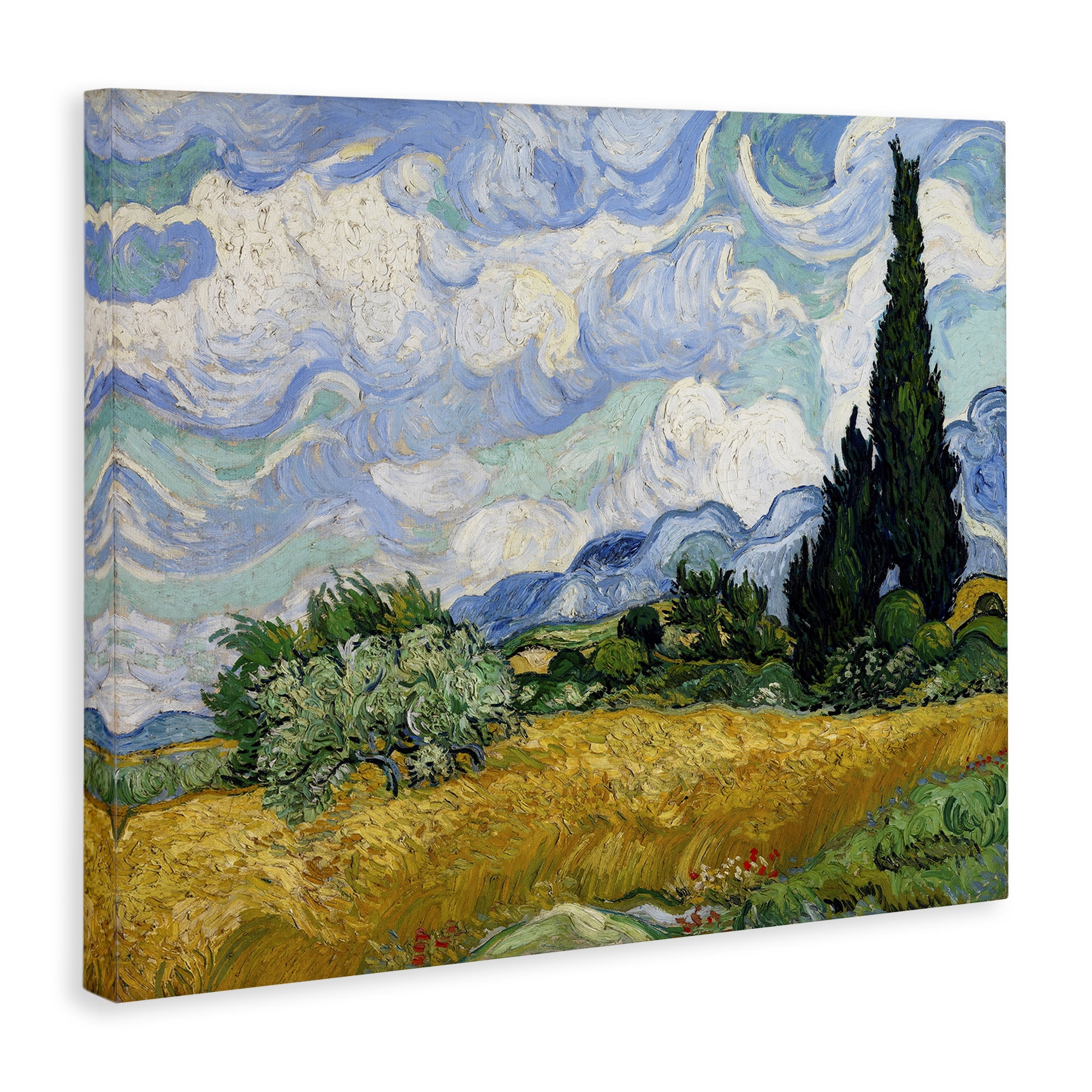 Stupell Industries Classical Wheat Field with Cypresses Landscape & Nature Painting Wrapped Canvas Art Print Wall Art, 20 x 16