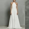 thumbnail image 5 of ClodeEU Women's Halter Neck A Line Floor Length Evening Gown with Pockets White,Women's Plus L, 5 of 5