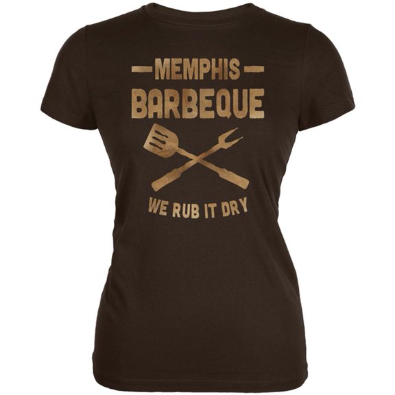 Memphis Barbeque Rub It Dry Juniors Soft T Shirt Brown SM