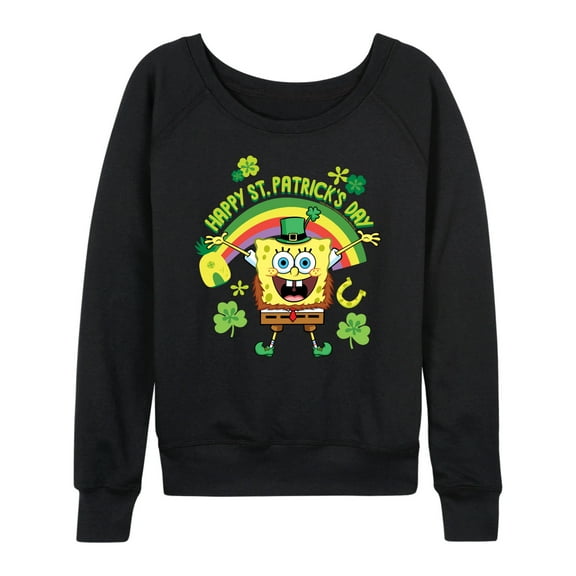 SpongeBob SquarePants - Spongebob Happy St Patricks Day - Women's Lightweight French Terry Long Sleeve Shirt