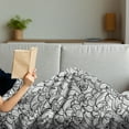 thumbnail image 3 of Black and White Soft Flannel Fleece Blanket, Abstract Sea Storm with Curly and Striped Waves Doodle Stream Water Flow, Cozy Plush for Indoor and Outdoor Use, 50" x 70", Black White, by Ambesonne, 3 of 5