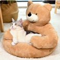 thumbnail image 2 of Cama suave para mascotas, sofá, cama para gatos con funda extraíble, base antideslizante, lavable Caqui Pequeño, 2 of 8