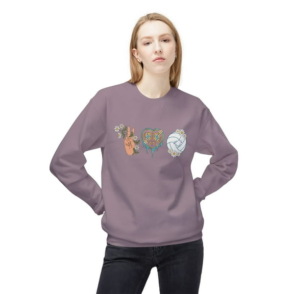Peace, Love and Volleyball Midweight Softstyle Fleece Crewneck Sweatshirt