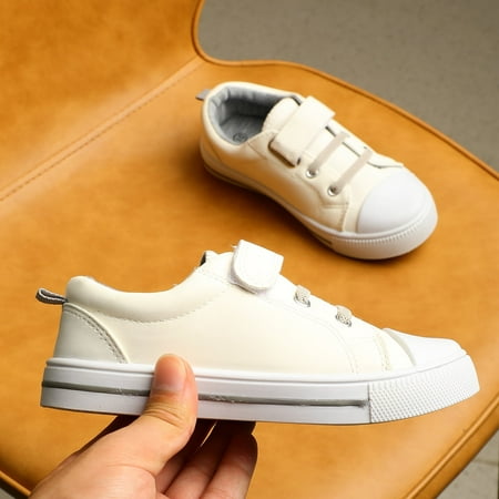 Kushyshoo Kids Sneakers Children Solid White Toddler Boys and Girls Casual Shoes Size 9