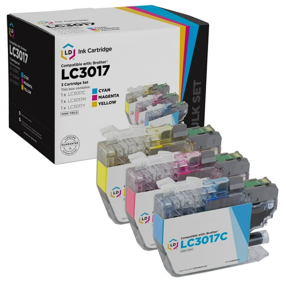 LD Products Compatible Replacement Brother LC3017 Set of 3 HY Ink Cartridges: Cyan, Magenta & Yellow
