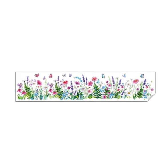 Flowers Wall Decals Vinyl Flowers Wall Stickers Removable Floral Murals Peel and Stick Colorful Flower Decor for Bedroom Living Room