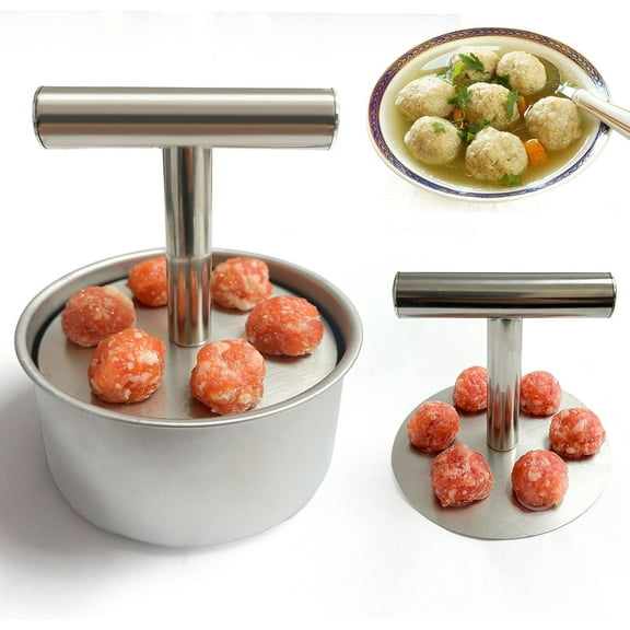 Meatball Maker, Stainless Steel Manual Meatball Making Tool Multifunctional Kitchen Meat Ball Press Easy Meatball Extruder Cooking Gadgets (6 Hole)