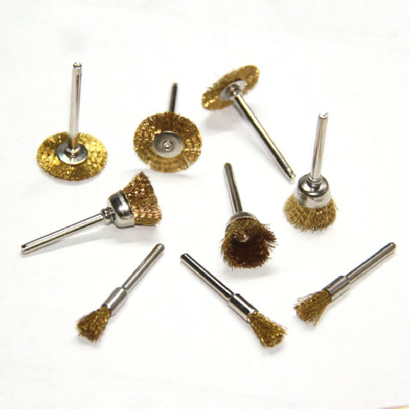 Polishing Brushes Wheels Rotary  Brass Wire   with 1/8" Shank 9PC for Dremel 
