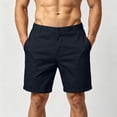 thumbnail image 2 of Zshosam Mens Workout Shorts Big and Tall Men's Linen Casual Short Drawstring Summer Beach Shorts (Navy,30), 2 of 9